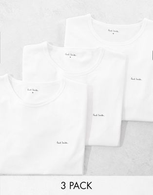 Paul Smith 3 pack loungewear t-shirts with logo in white