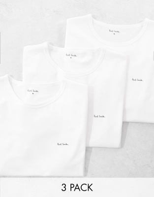 Paul Smith 3 pack loungewear t-shirts with logo in white