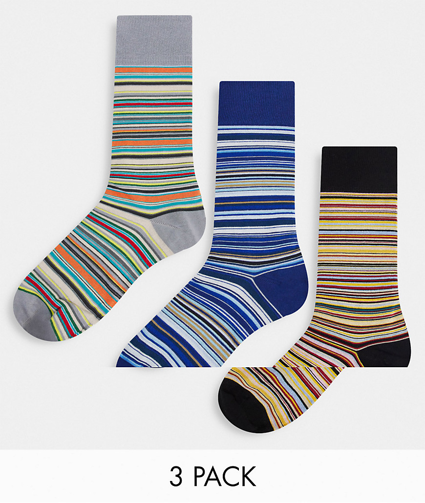 paul smith 3 pack multi stripe socks in multi