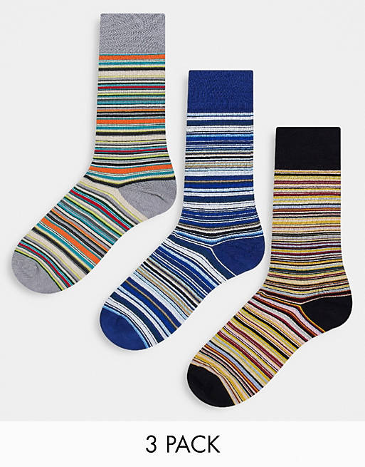 Paul Smith 3 pack socks in multi stripes