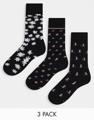 Paul Smith 3 pack socks with multi all over prints