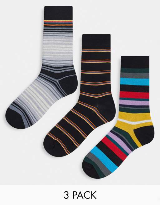 Paul Smith 3 pack socks with multi stripes ASOS