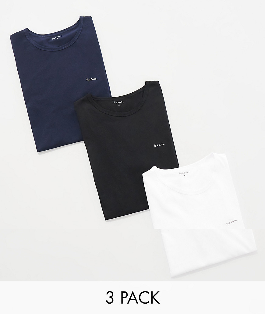 Paul Smith 3 pack t-shirts with logo in black white navy