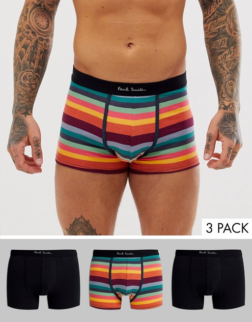 Paul Smith 3 pack trunks in black/artist stripe