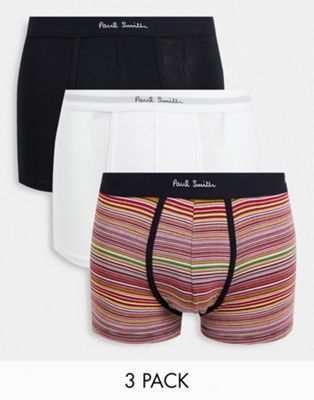 Paul Smith 3 pack trunks in black/ white/ classic stripe