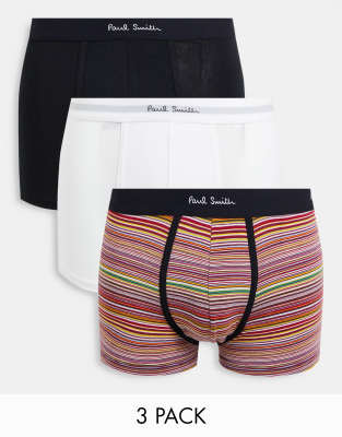 Paul Smith 3 pack trunks in black/ white/ classic stripe