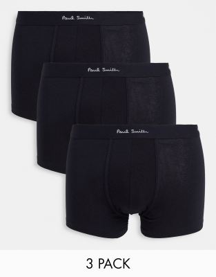 Paul Smith Black Long Plain Boxer Briefs Three Pack In Black