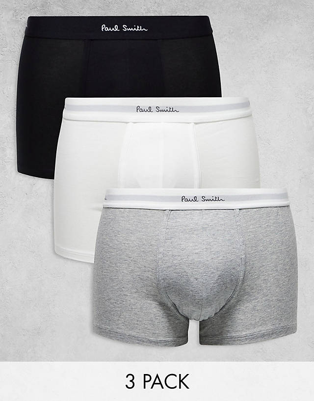PS Paul Smith - Paul Smith 3 pack trunks in white grey black with logo waistband