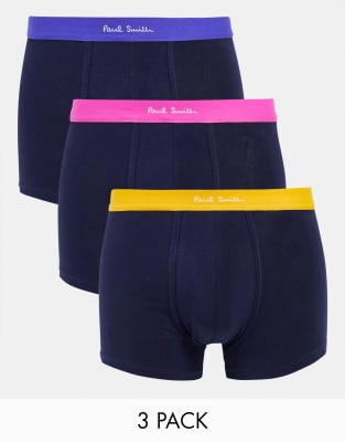 Paul Smith Paul Smith 3 pack trunks with contrast waistband in navy