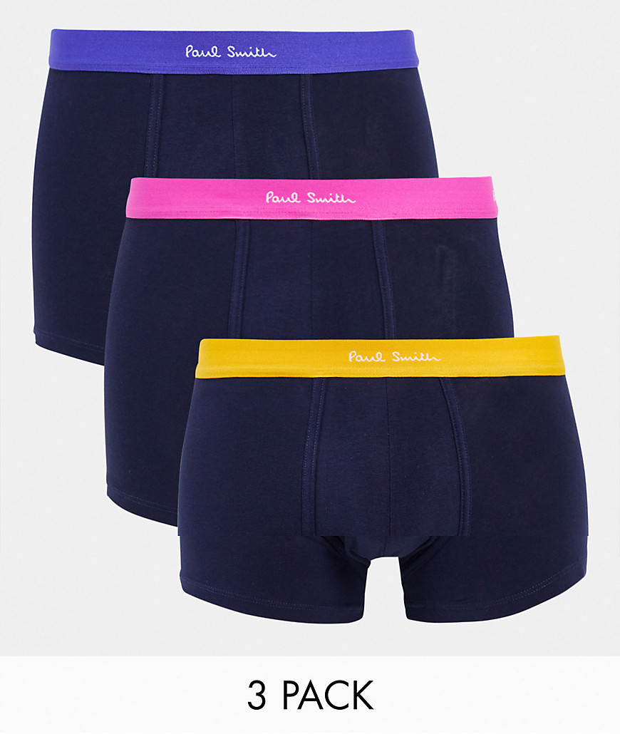 Paul Smith 3 pack trunks with contrast waistband in navy