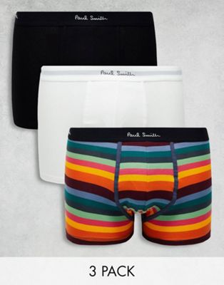 Paul Smith 3 trunks in white / black / stripe