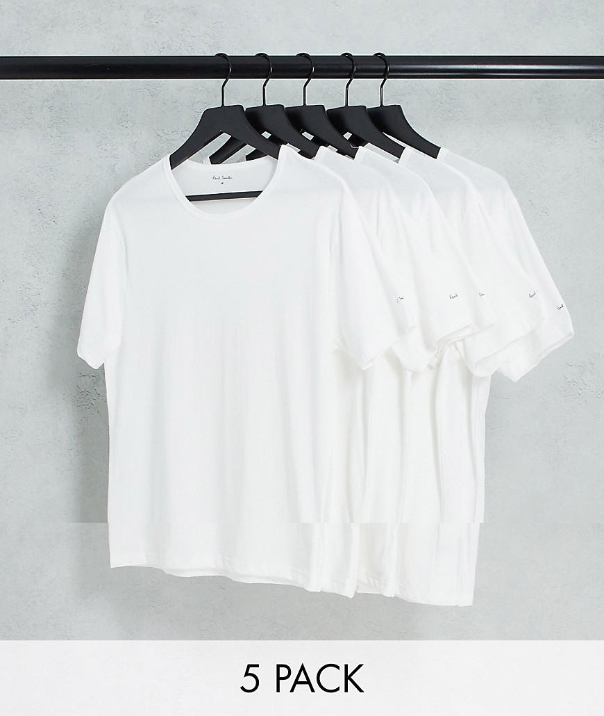 Paul Smith 5 pack logo t-shirts in white