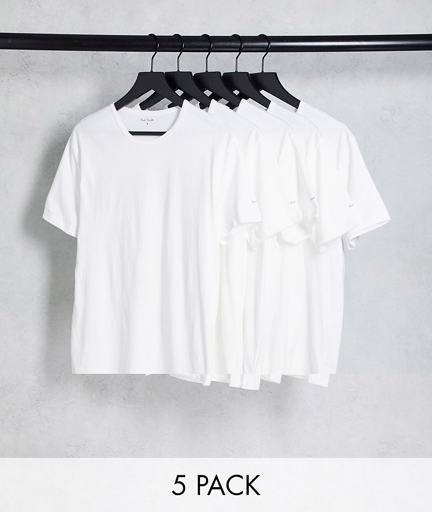paul smith 5 pack t-shirts in white