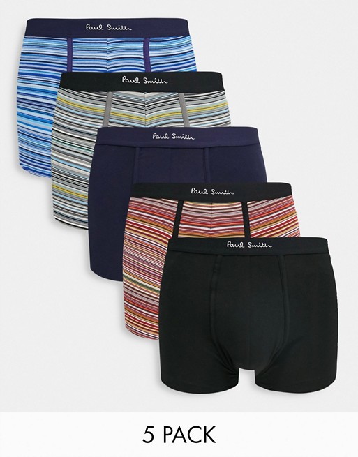 Paul Smith 5 pack trunks in black/classic stripe