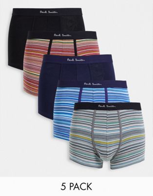 Paul Smith 5 pack trunks in classic stripe/ navy/ black