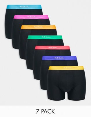 Paul Smith 7 pack colour waistband trunks in black
