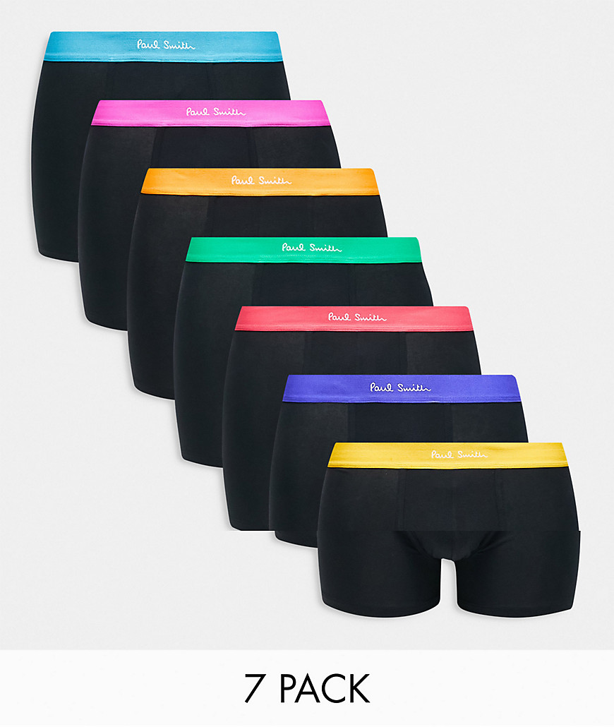 paul smith 7 pack colour waistband trunks in black