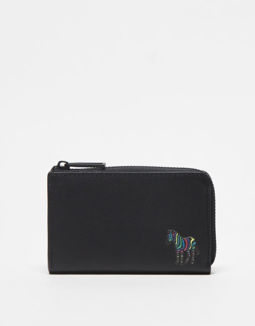 Paul Smith – Abgerundetes Kartenetui in Schwarz mit Reißverschluss und Zebra-Logo