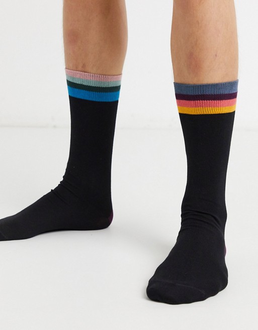 Paul Smith artist stripe cuff socks in black