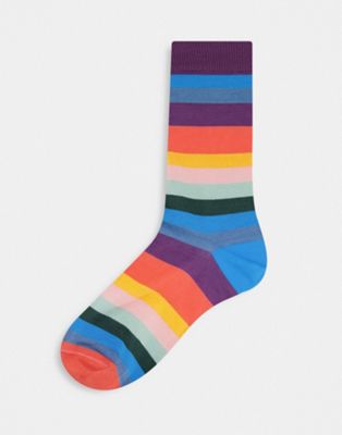 Paul Smith artist  stripe socks in black