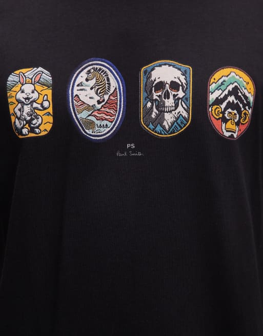 Paul Smith bagde logo regular fit t-shirt in black, 5 of 5