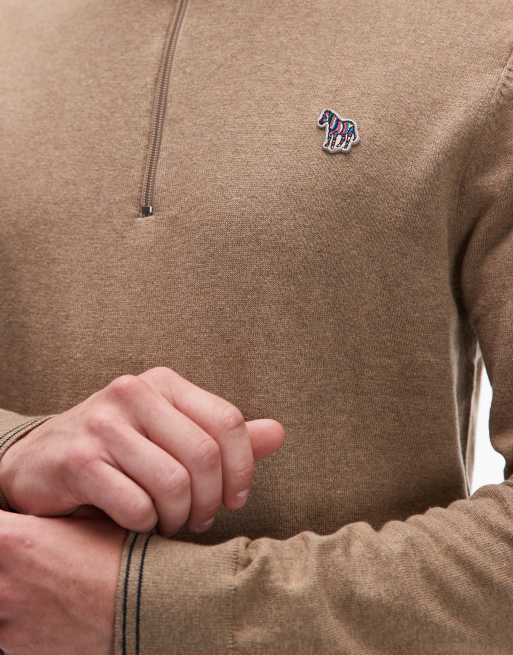 Paul Smith – Beżowa bluza z zamkiem pod szyją i logo z zebrą, 5 z 5