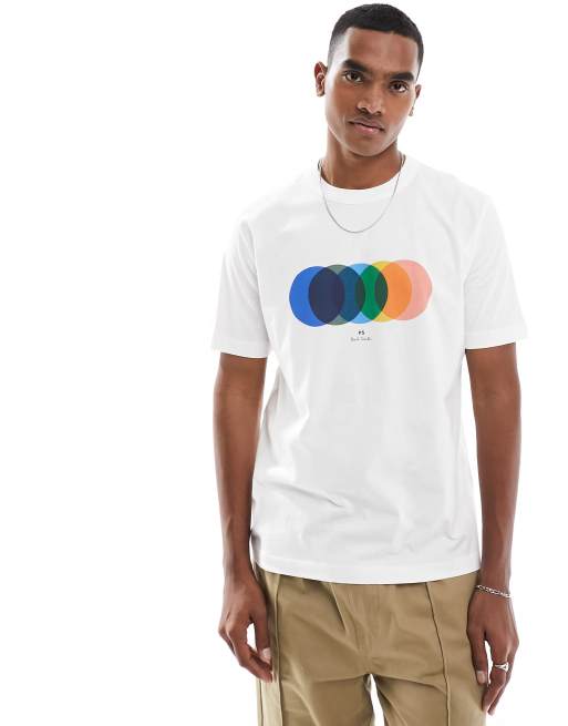 Paul Smith – Biały T-shirt z nadrukiem kół