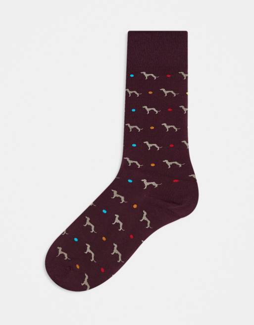 Paul Smith - Bordeaux sokker med whippet-motiv