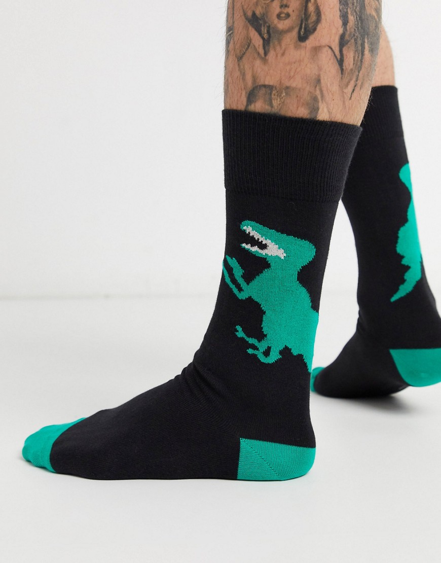 Paul Smith - calzini con stampa dinosauro nero/verde