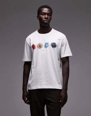 Paul Smith casual fit flower t-shirt in white