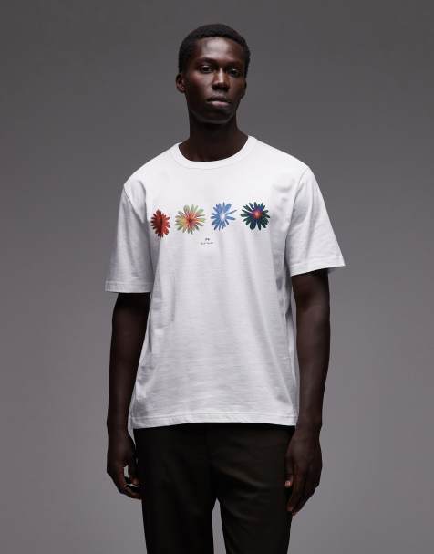 Paul Smith casual fit flower t-shirt in white - view 1