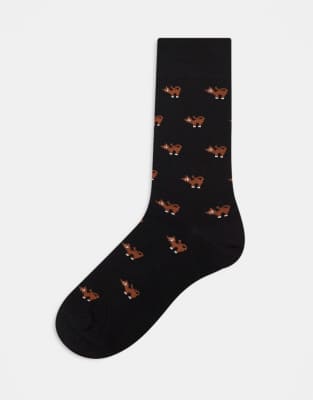Paul Smith - Chaussettes à imprimé chat sur l'ensemble - Noir