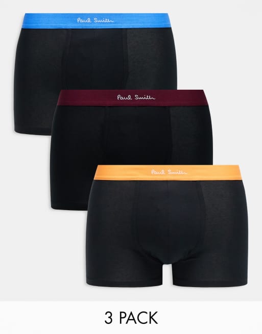 Paul Smith - Confezione da 3 boxer aderenti neri con elastico colorato in vita con logo