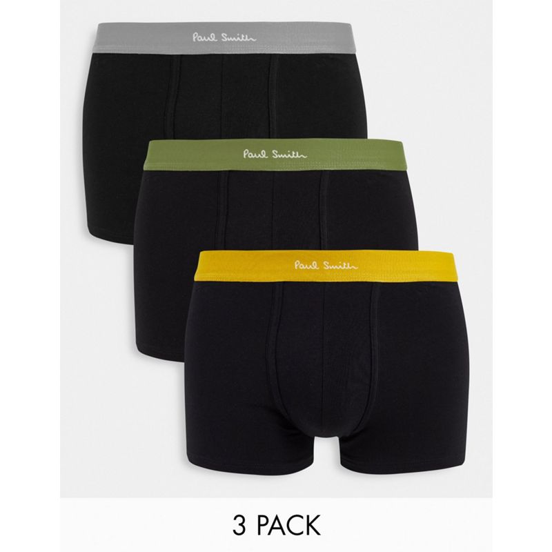 Paul Smith - Confezione da 3 boxer aderenti neri con elastico in vita colorato 