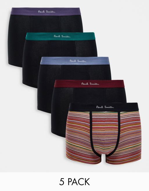 Paul Smith - Confezione da 5 paia di boxer aderenti neri/a righe multicolore
