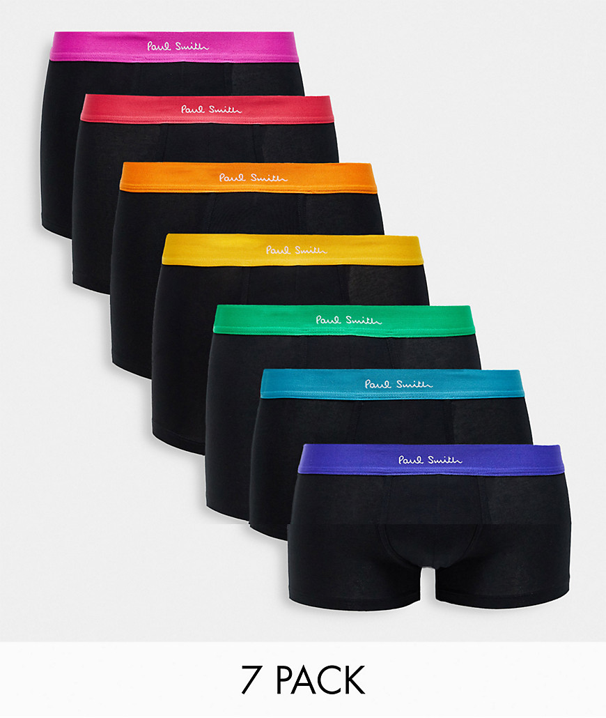 Paul Smith Contract Waistband 7 Pack Trunks In Black-Multi