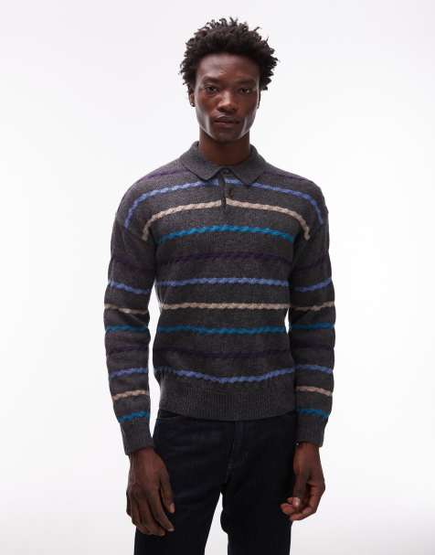 Paul Smith long sleeve polo sweat in black