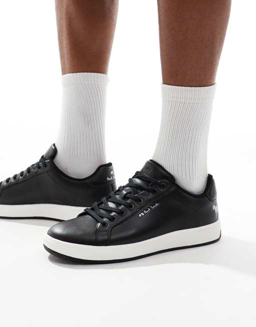 Paul Smith – Czarno-białe skórzane buty sportowe z logo, 5 z 5