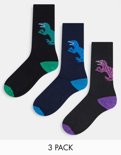 Paul Smith dino 3 pack socks in multi