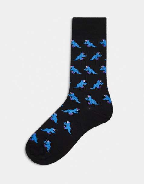 Paul Smith dinosaur all over print socks in black - view 1