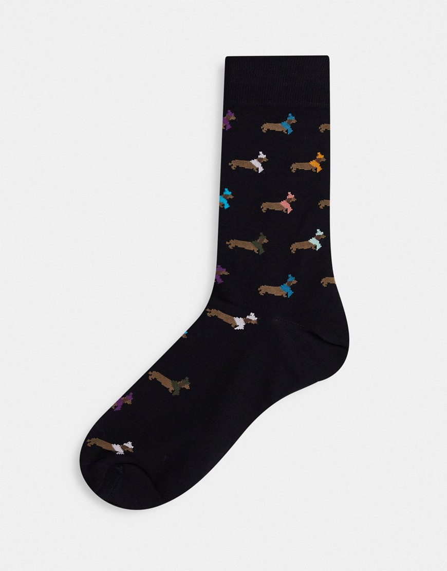 Paul Smith dog print socks in black
