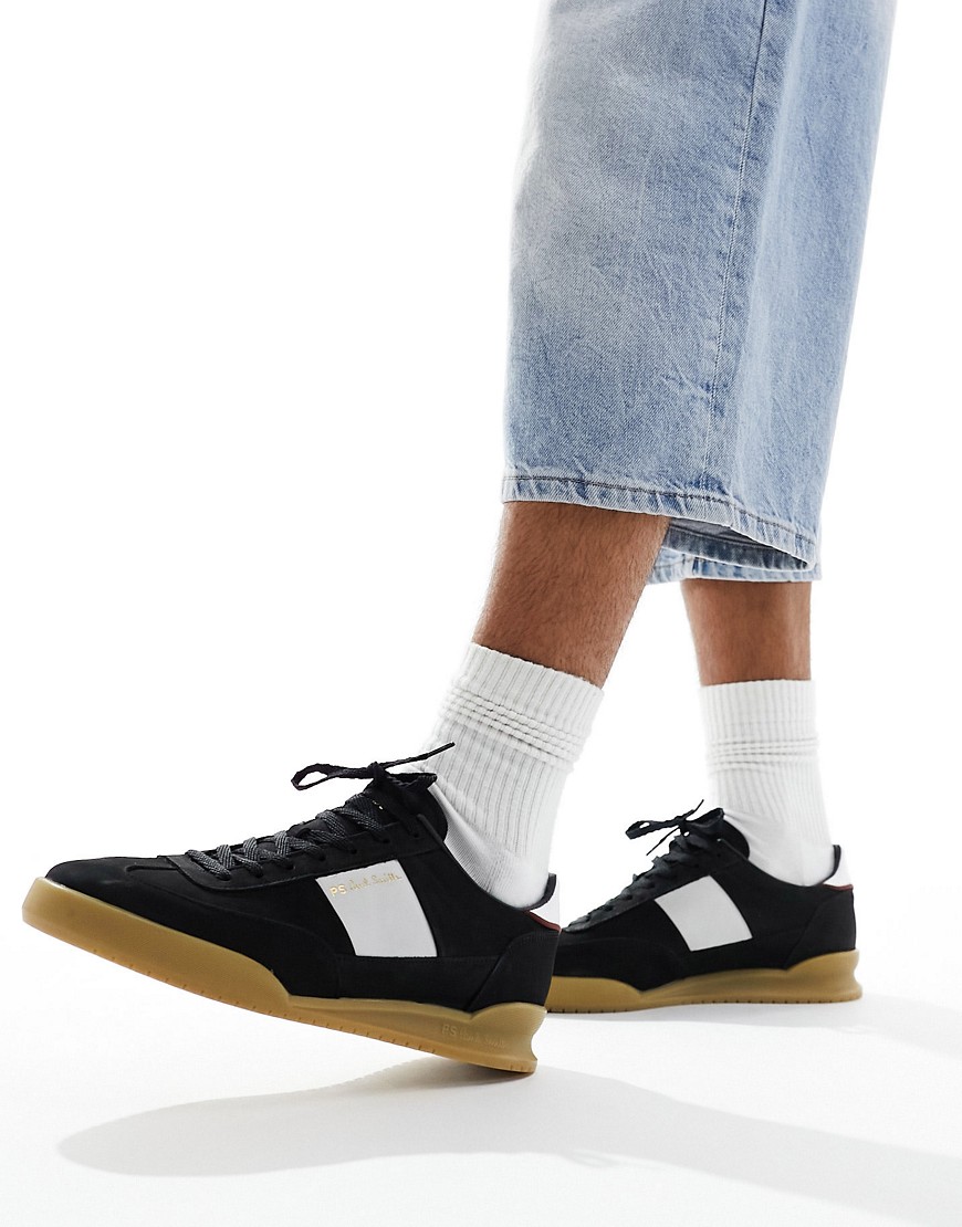 Paul Smith Dover suede mix trainer in black with gum sole