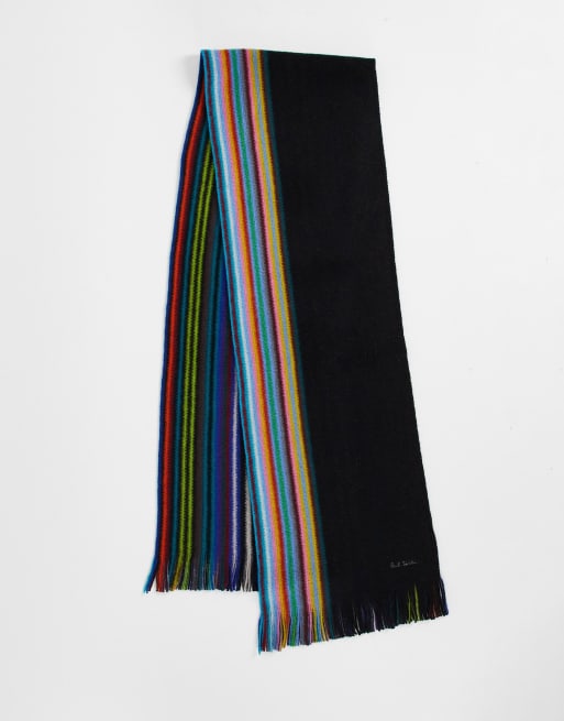 Paul Smith - Écharpe rayée à bordure multicolore - Noir