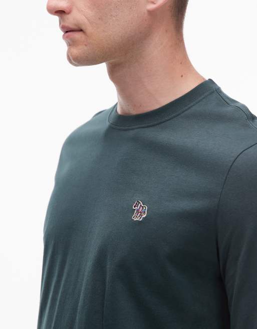 Paul Smith - Grøn T-shirt med lange ærmer og zebralogo i regular fit, 5 af 5