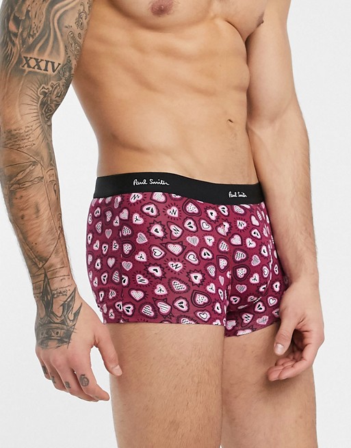 Paul Smith heart print trunks in red