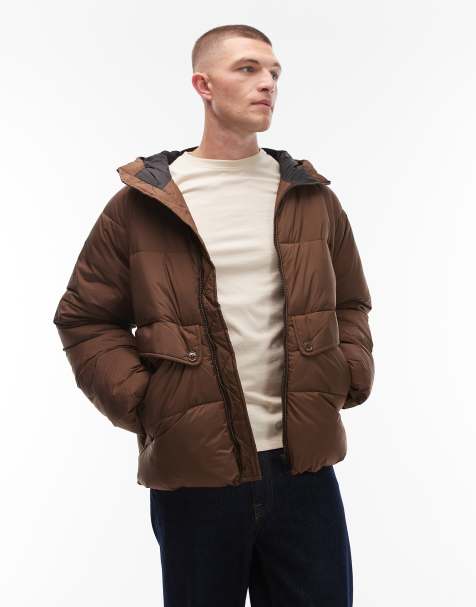 Paul Smith hooded puffer jacket in brown - view 1