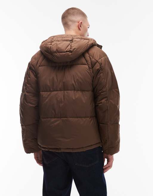 Paul Smith hooded puffer jacket in brown ASOS