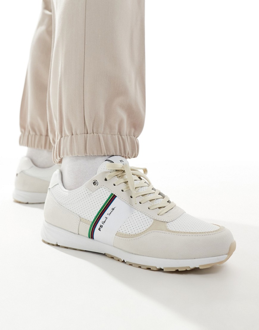 Paul Smith Huey trainer in cream with with side logo stripe-White