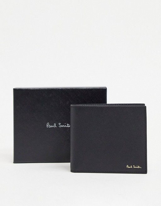 Paul Smith inside graphic print leather billfold wallet in black