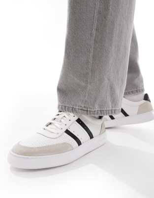 Ps By Paul Smith Paul Smith Leather Logo Sneakers With Side Stripe In White